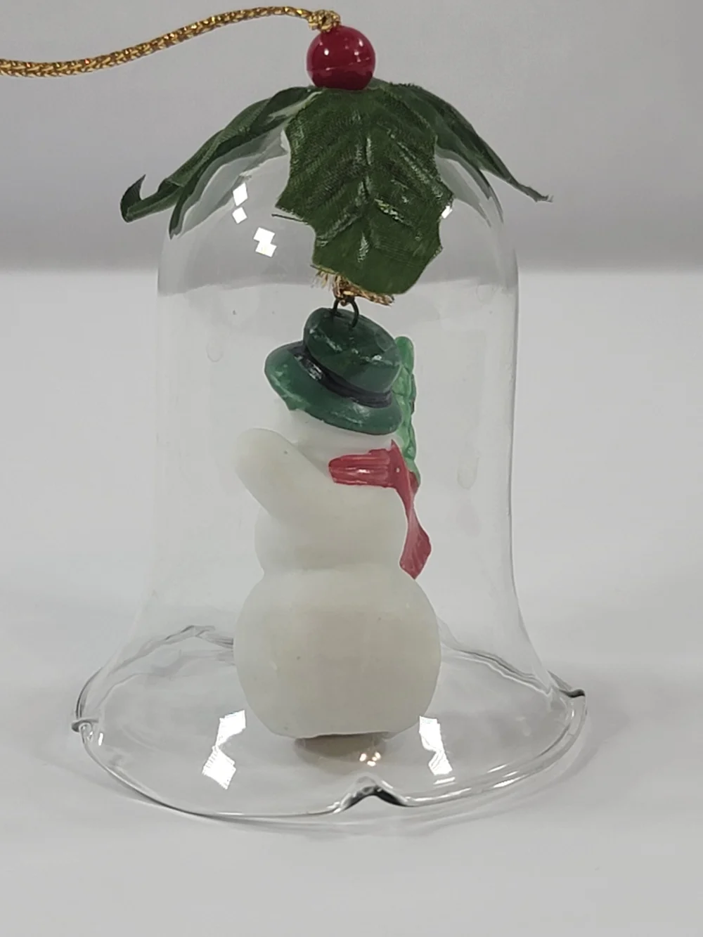 Vintage Glass Bell Snowman With Tree Bell Ornament